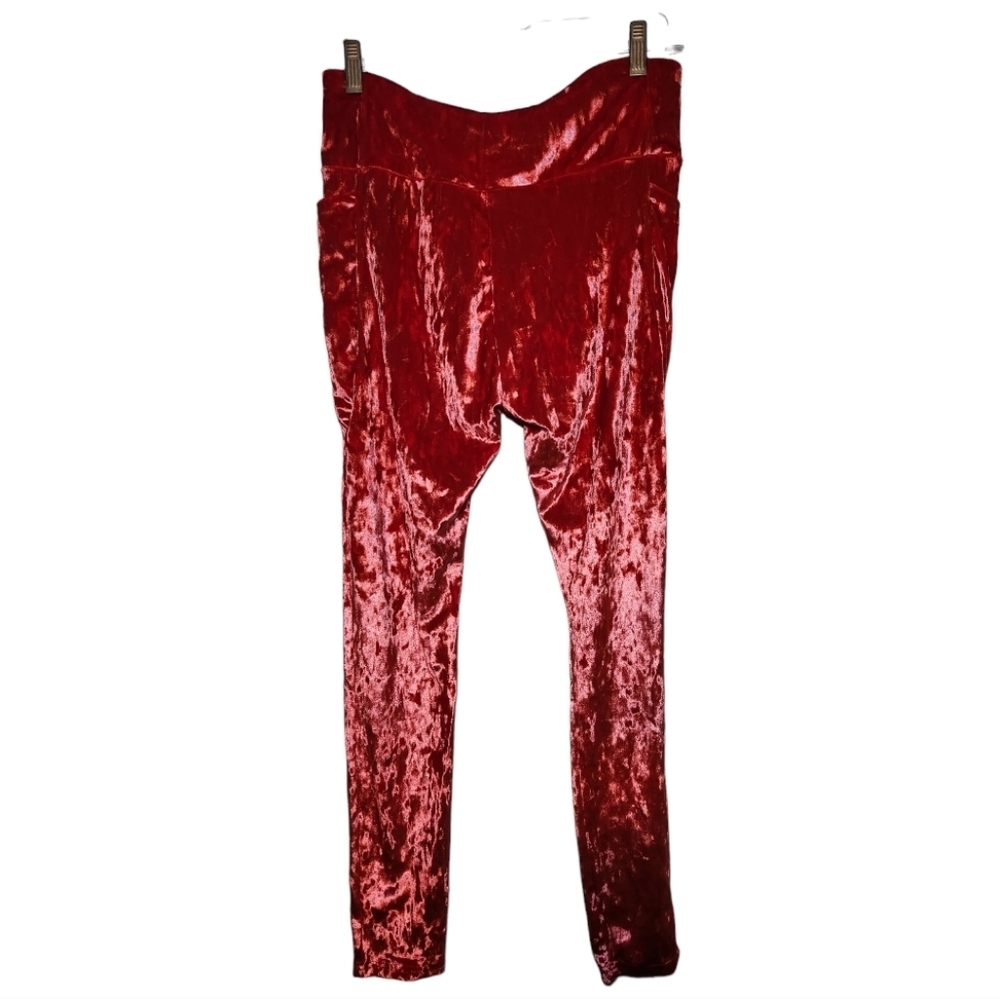Fabletics High Waisted Crushed Velour Crossover Leggings Size L Velvet - Picture 2 of 9
